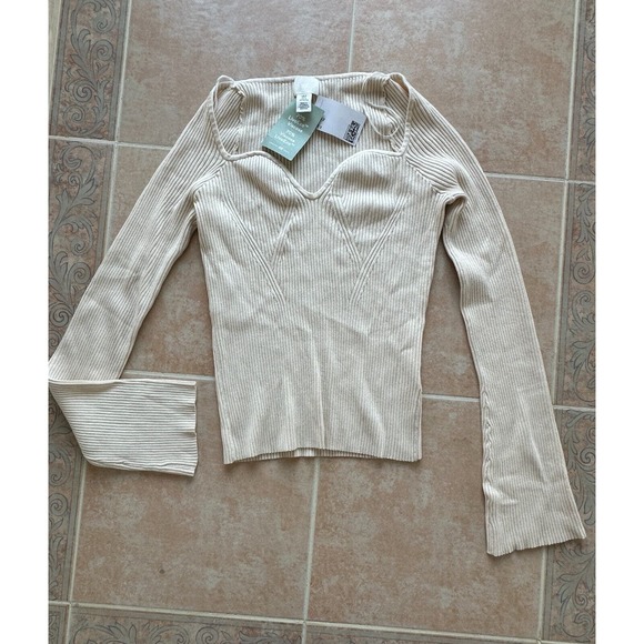 H & M Ribbed Long-sleeved ribbed top Liva-Eco Viscose Size XL - Picture 1 of 6